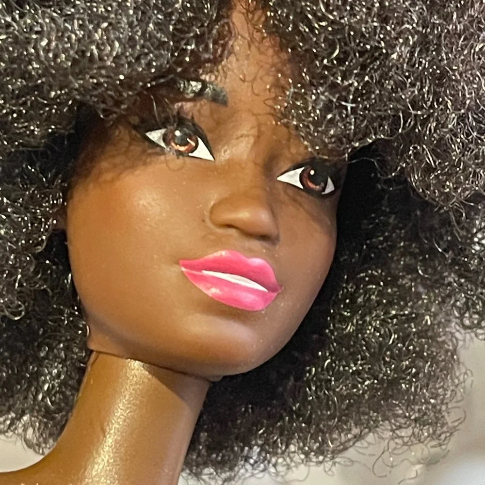Mattel Barbie Fashionistas HGM58 Doll Black Afro Deep Skin Tone Nude 2015 11.5in